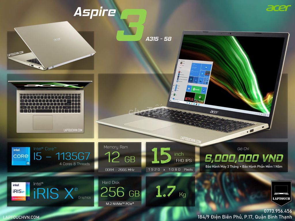 Acer Aspire 3 A315 - 58 [ Like New ]. Mua bán Laptop tại Quận Bình Thạnh Tp Hồ Chí Minh được đăng bởi Cửa Hàng Máy Tính Laptouch VN hình 1