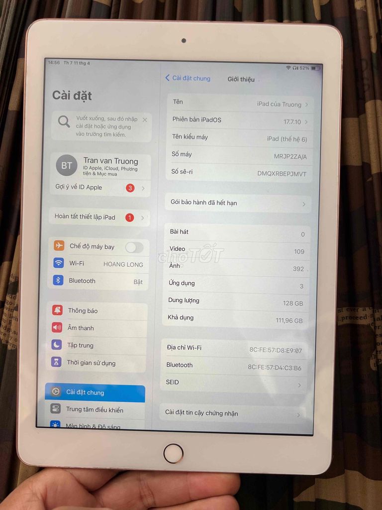 Apple iPad Gen 128GB Vàng hồng. Mua bán Máy tính bảng tại Thị xã Tân Uyên Bình Dương được đăng bởi phi trường mobile hình 1