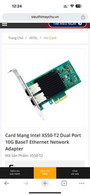 Card Mạng Intel X540-T2 Dual Port 10G BaseT Ethern