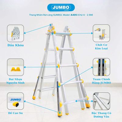 Thang Nhôm Rút Lồng JUMBO A405. Mua bán Đồ chuyên dụng, Giống nuôi trồng tại Huyện Hóc Môn Tp Hồ Chí Minh được đăng bởi ĐIỆN CƠ KIM PHÁT