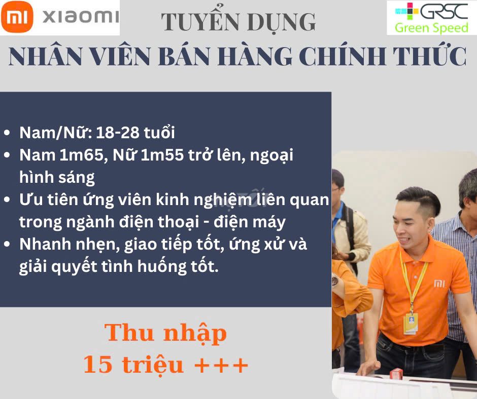 Tuyển Bán hàng Xiaomi tại Thái Bình