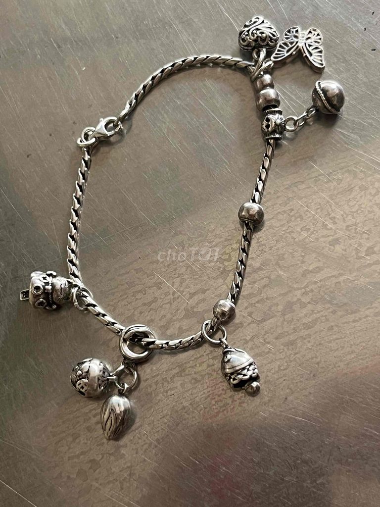 Lắc đeo vòng tay lắc chân bạc ngoại 925 phối charm