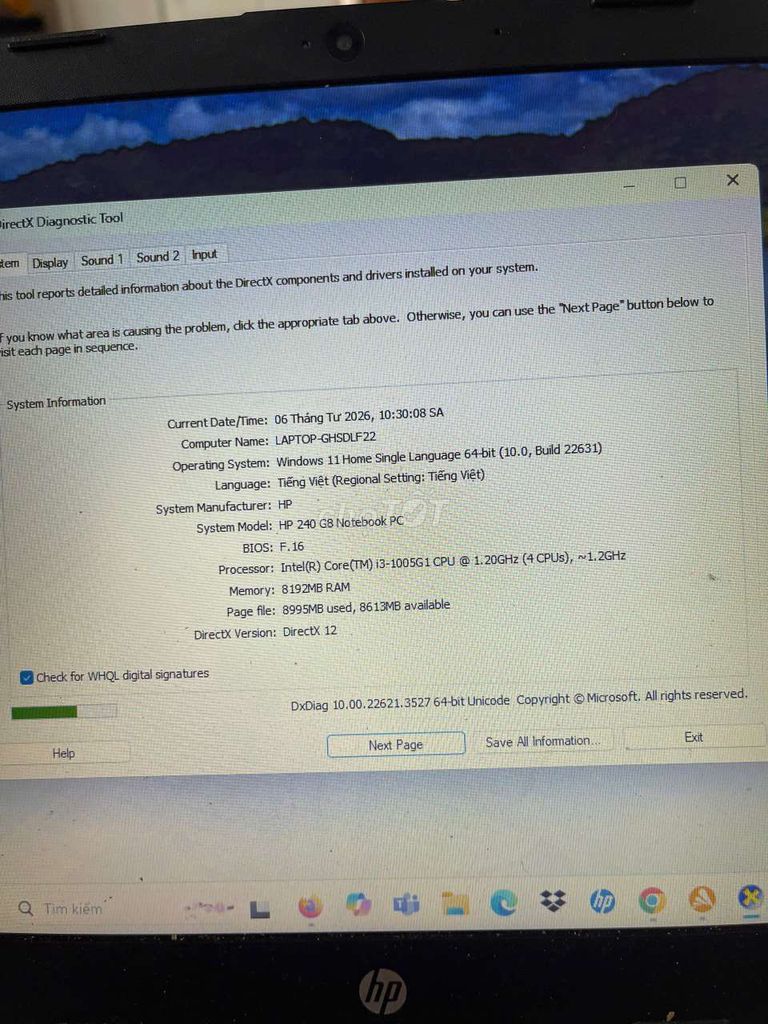 HP 240 G8 i3 Gen 10 8GB. Mua bán Laptop tại Thành phố Thủ Dầu Một Bình Dương được đăng bởi Võ Thị Ngọc Mai hình 1