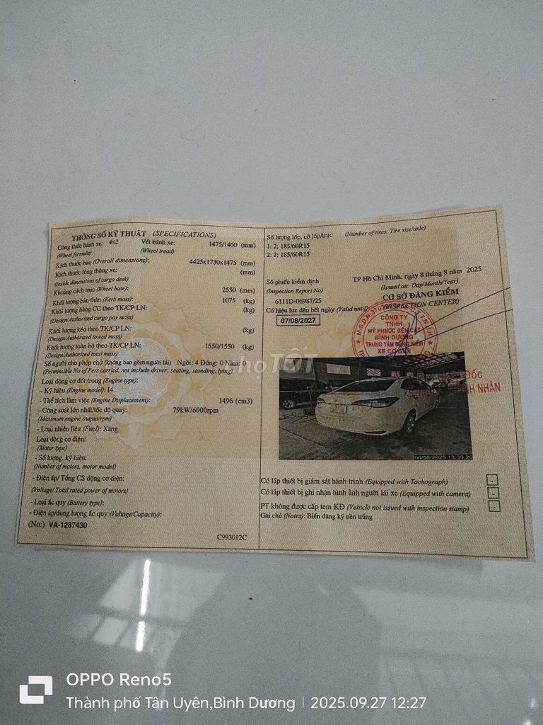 Toyota Vios 1.5G CVT 2019 Trắng Sedan. Mua bán Ô tô tại Thị xã Tân Uyên Bình Dương được đăng bởi phan cảnh phương hình 14