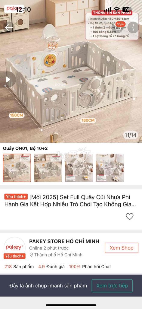 Quây cũi Pakey QN01 Nhựa Trắng 150x180x61cm. Mua bán Mẹ và bé tại Thành phố Thủ Đức Tp Hồ Chí Minh được đăng bởi Trâm hình 1