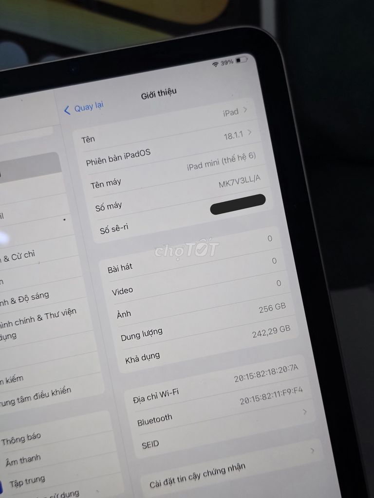 Mình cần bán Ipad Mini 6 256GB Full box BH 5/2025