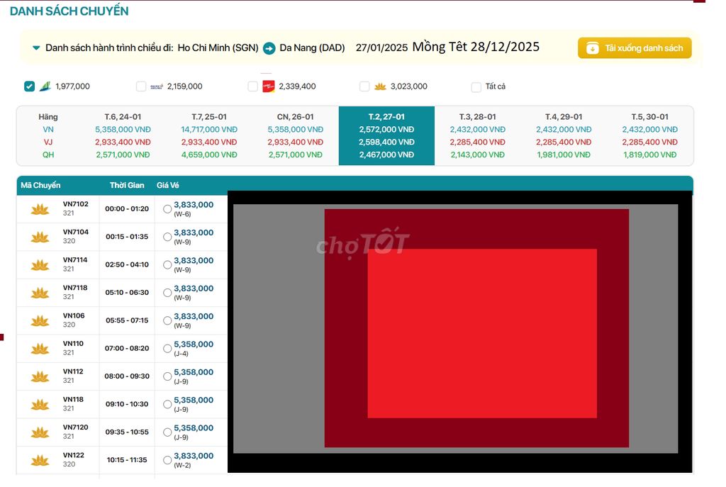 Ngày khởi hành: 27/01/2025 Mồng tết 28/12/2024