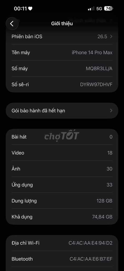 Apple iPhone 14 Pro Max 128GB Tím. Mua bán Điện thoại tại Huyện Nhơn Trạch Đồng Nai được đăng bởi Họ Quỳnh hình 1