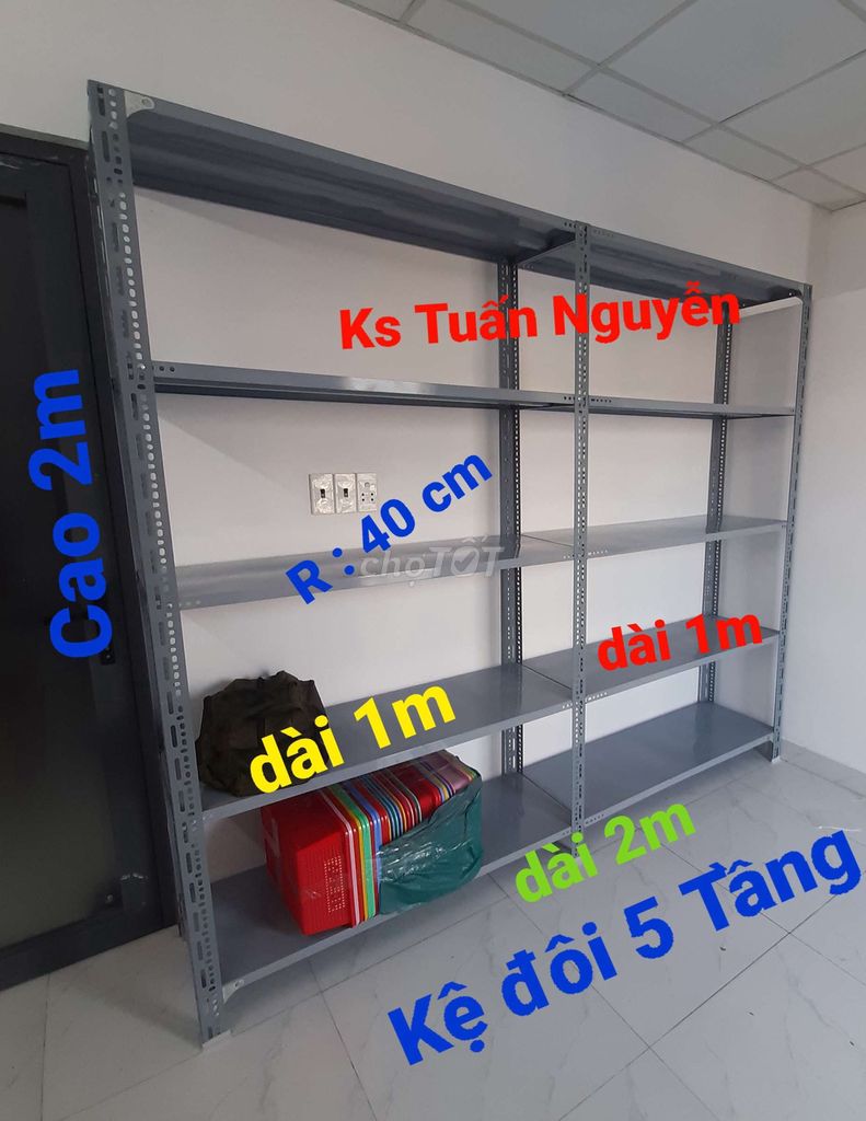 Kệ đôi 5 Tầng / Cao 2m × dài 2m × Rộng 40cm(Tphcm)