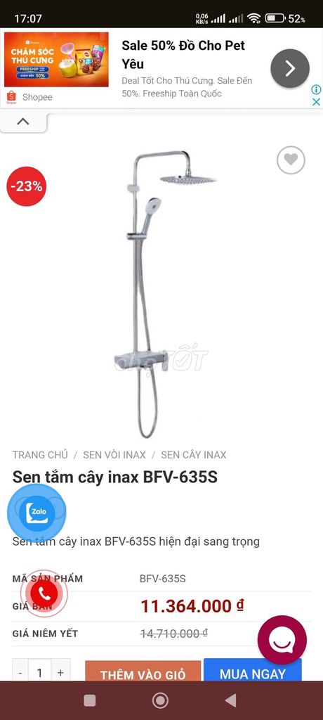 bộ hoa sen tắm bfv 635s
Còn nguyên thùng