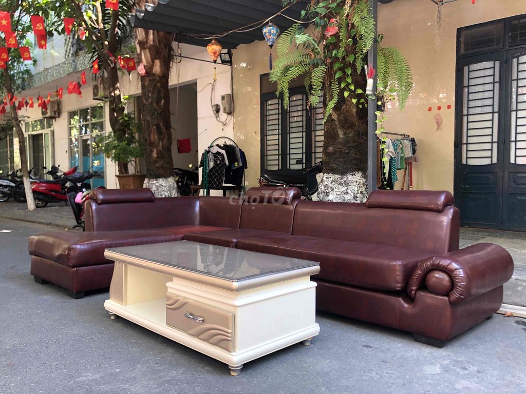 Sofa Góc L Da Nâu 3m4x2m. Mua bán Bàn ghế tại Quận Thanh Khê Đà Nẵng được đăng bởi Huyền Anh  hình 1