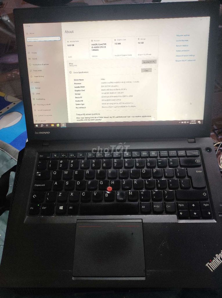Lenovo ThinkPad i5-4300U 8GB/128GB. Mua bán Laptop tại Thị xã Tân Uyên Bình Dương được đăng bởi Thiên Nhất Bình hình 1