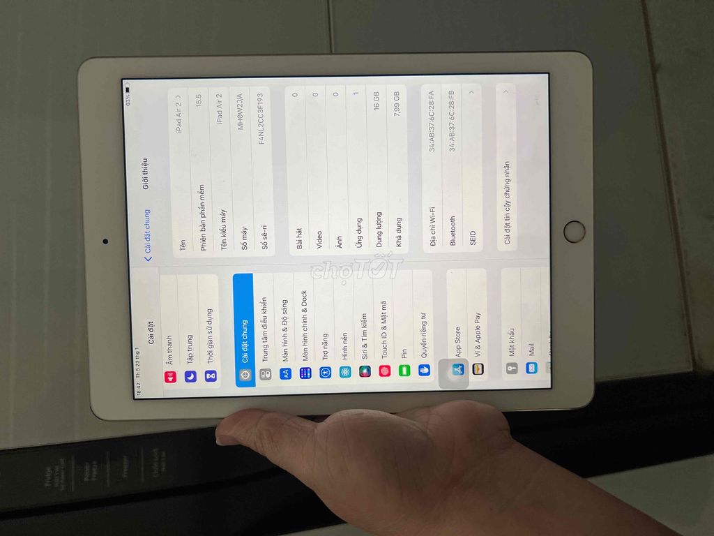 ipad Air2 16G máy đẹp wifi pin 86%