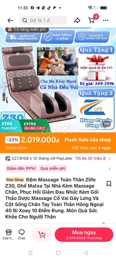 Đệm massage Zlife Z30 Hồng. Mua bán Giường, chăn ga gối nệm tại Quận Thanh Khê Đà Nẵng được đăng bởi Kim phượng hình 1