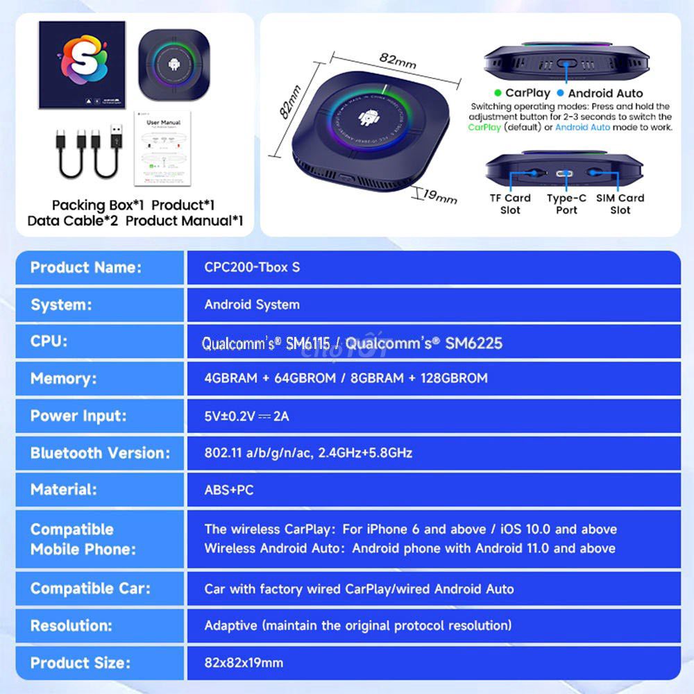CARLINKIT TBOX S2P -ANDROID BOX CHO Ô TÔ, ANDROID. Mua bán Phụ tùng xe tại Thành phố Thủ Đức Tp Hồ Chí Minh được đăng bởi Happy Journeys hình 4