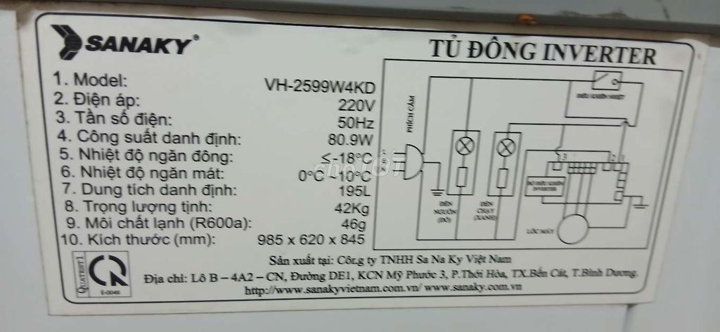 Tủ đông Sanaky VH-2599W4KD 250 lít. Mua bán Tủ lạnh tại Quận 8 Tp Hồ Chí Minh được đăng bởi tam nguyen hình 1