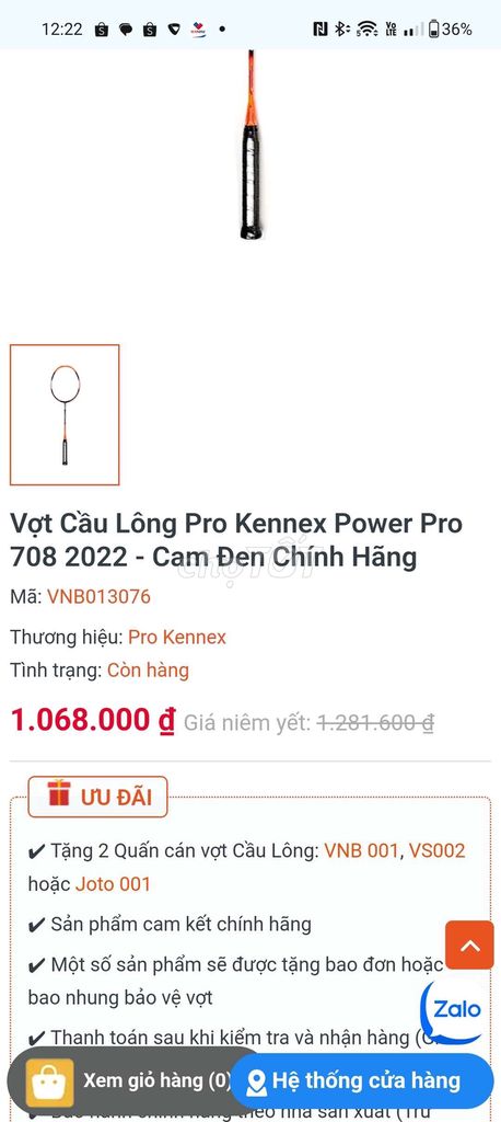 Vợt Pro Kennex Power Pro 708 mới 99,99%