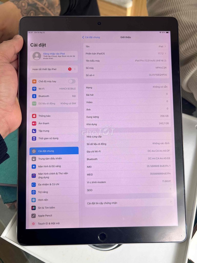 Ipad pr***gb 5G fullbox zin đẹp