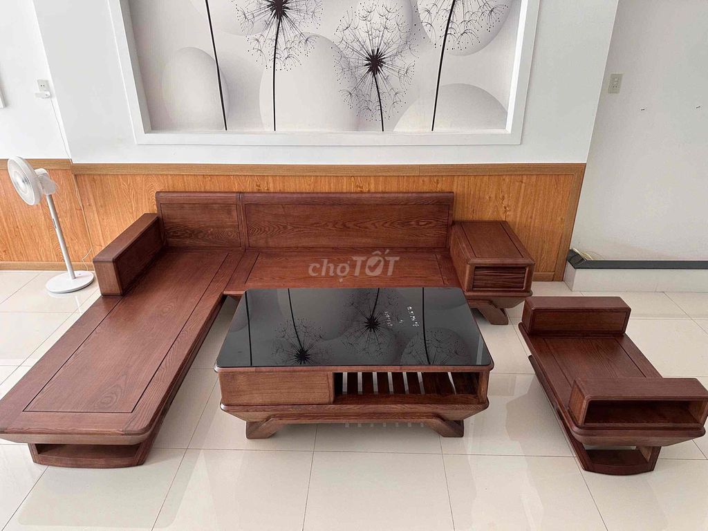 Sofa góc Gỗ sồi Chân thuyền Nâu. Mua bán Bàn ghế tại Quận Cái Răng Cần Thơ được đăng bởi Khải hình 1