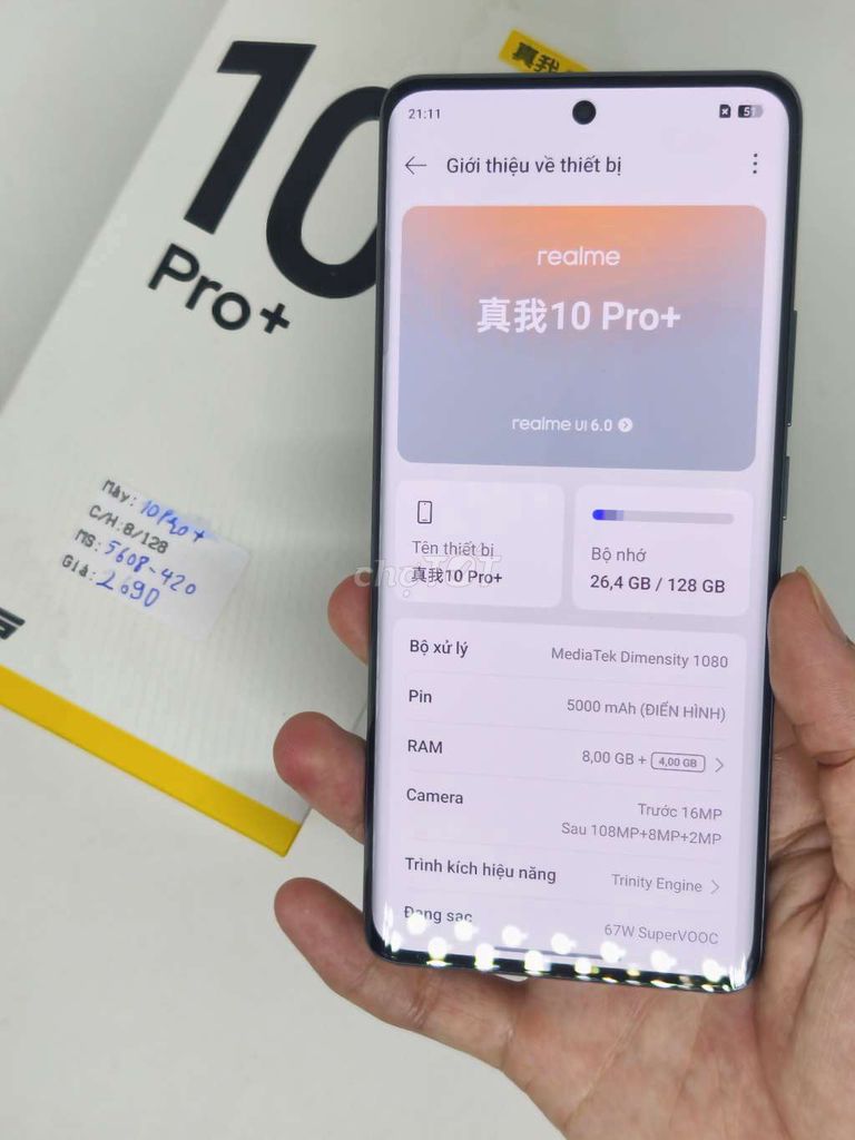Realme 10 Pro+ đen 8/128, like new full box . Mua bán Điện thoại tại Quận Thanh Xuân Hà Nội được đăng bởi Đỗ Mạnh Nhuận hình 1