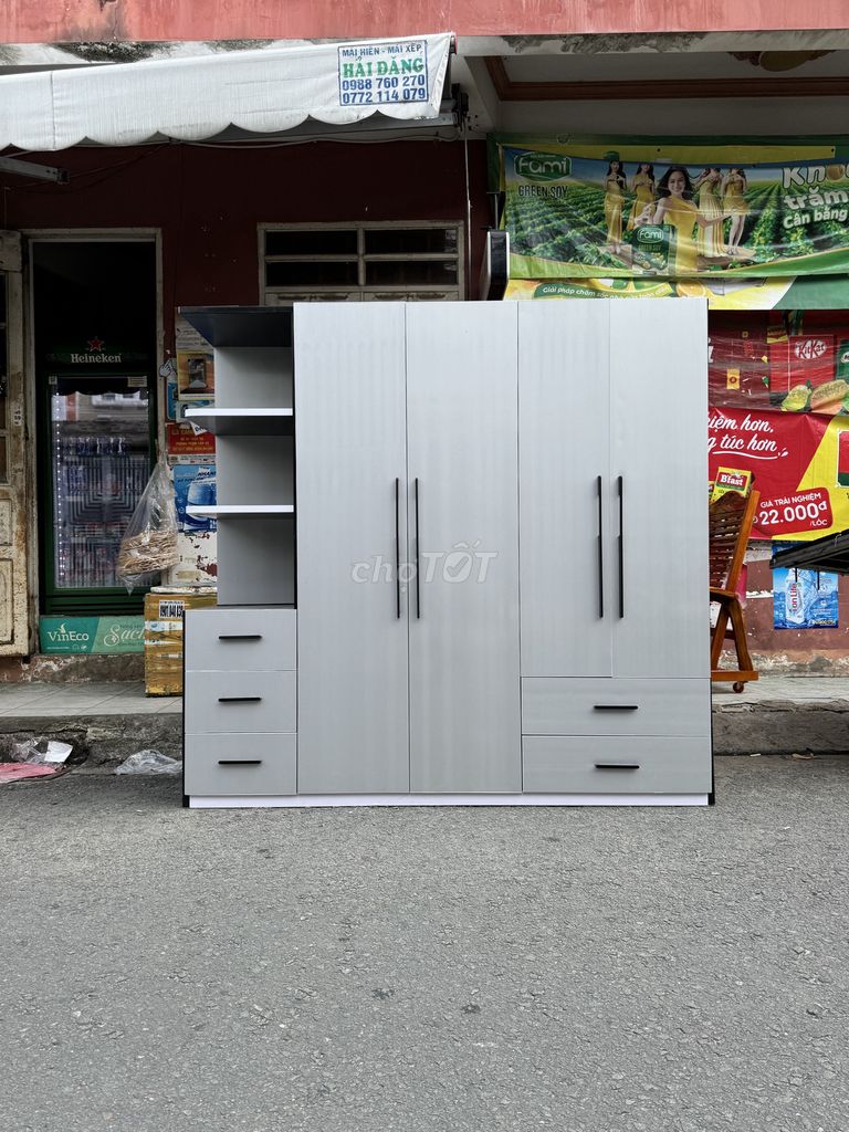Tủ quần áo Nhựa Xám 4 cánh 3 ngăn. Mua bán Tủ, kệ gia đình tại Thành phố Thủ Đức Tp Hồ Chí Minh được đăng bởi Nội Thất Quang Hùng hình 1