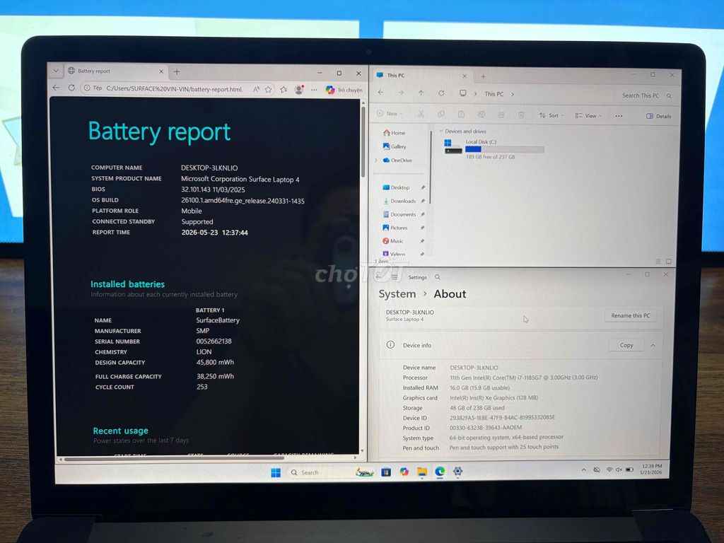 Surface Laptop 4 i7 16GB/256GB màn 3k full cảm ưng. Mua bán Laptop tại Thành phố Thủ Dầu Một Bình Dương được đăng bởi SURFACE VINVIN hình 1