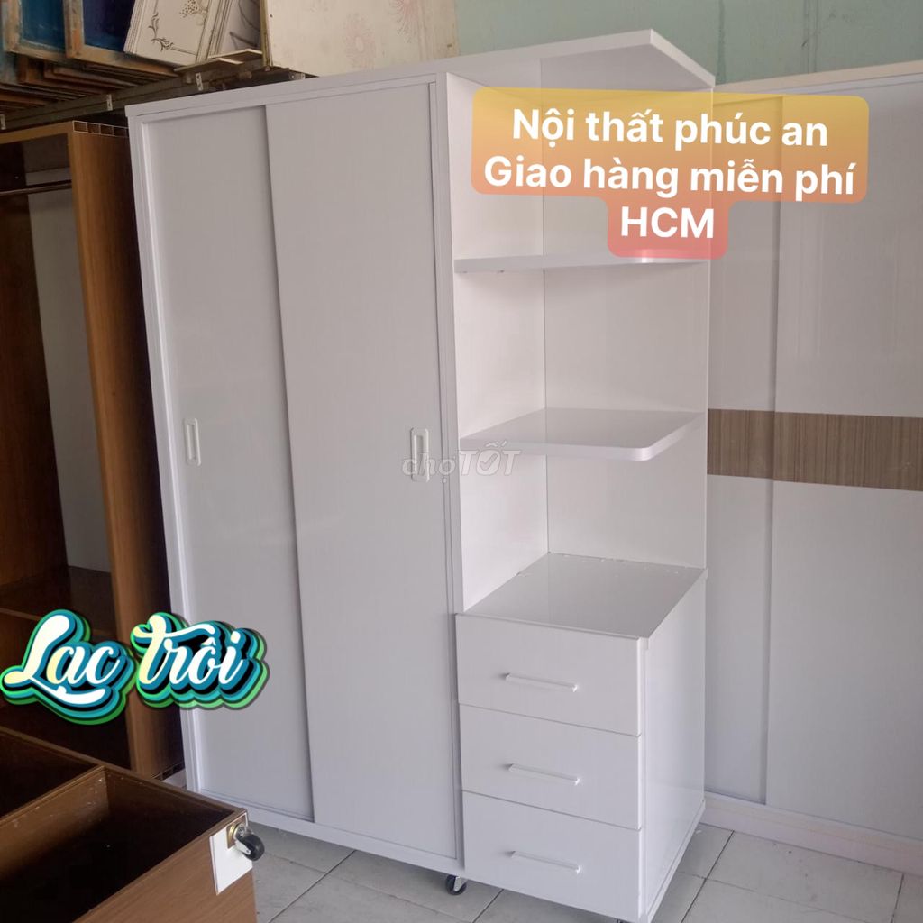 Tủ kệ quần áo cửa lùa 2 cánh… 1 kệ miễn ship