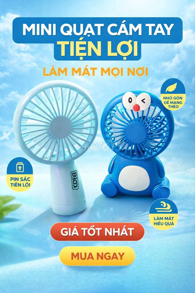 Quạt mini DANN Doraemon Xanh dương Trắng. Mua bán Quạt tại Quận 11 Tp Hồ Chí Minh được đăng bởi Phuong Anh  hình 1