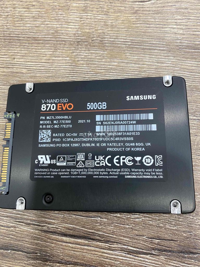 SSD Evo 870 500G Samsung zin us Win 10 Pro