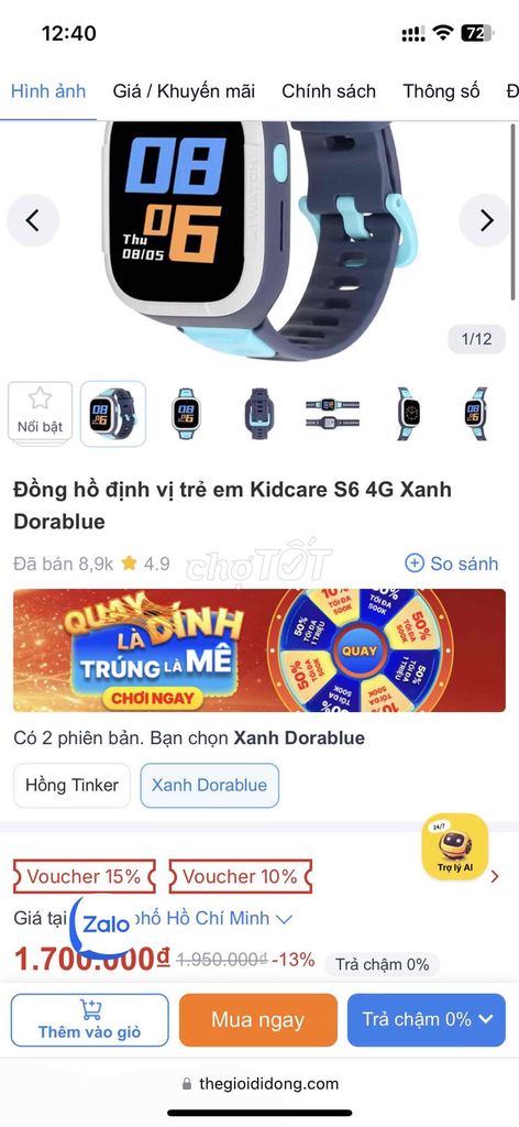 Kidcare S6 4G Xanh Dorablue. Mua bán Thiết bị đeo thông minh tại Quận Cẩm Lệ Đà Nẵng được đăng bởi Hoàng Đăng hình 1