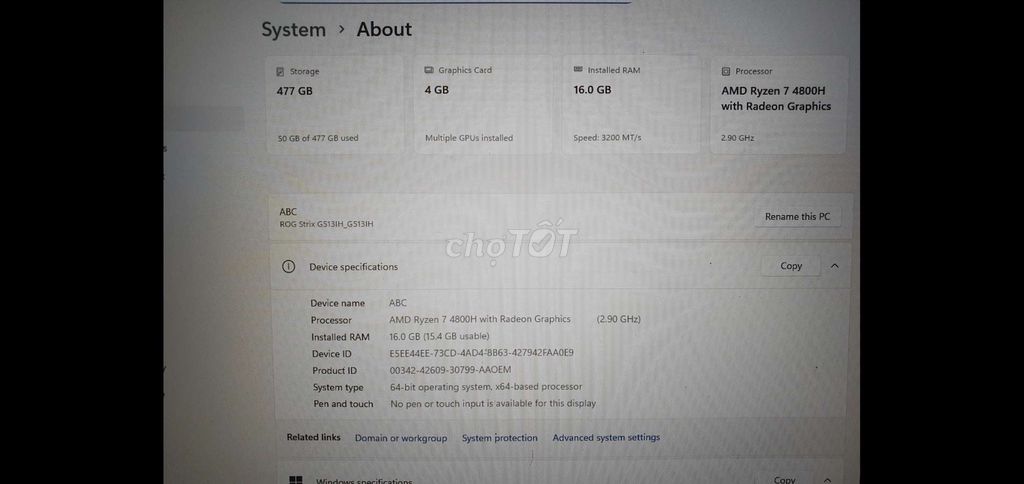 Asus ROG Strix G513IH Ryzen 7 4800H. Mua bán Laptop tại Huyện Hóc Môn Tp Hồ Chí Minh được đăng bởi ken hình 1