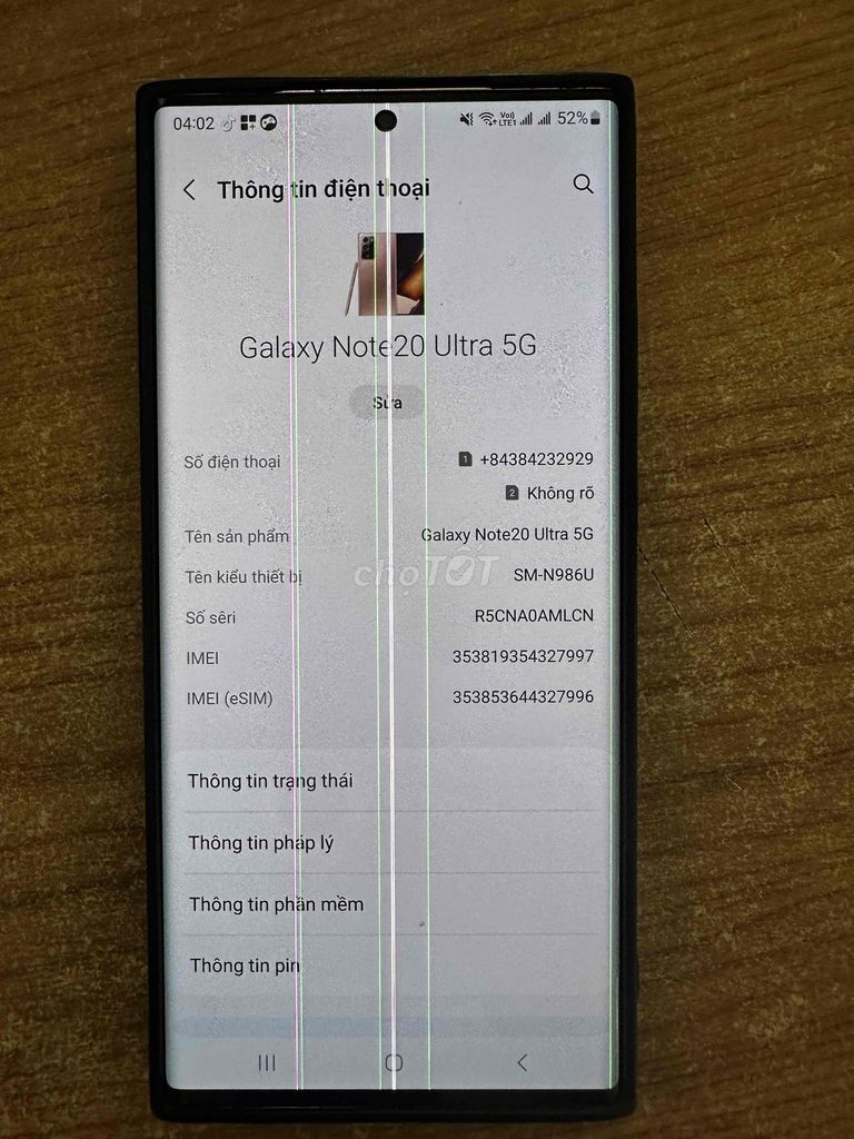 Samsung Note 20 Ultra 128GB Đồng. Mua bán Điện thoại tại Thành phố Mỹ Tho Tiền Giang được đăng bởi Kim Ngân hình 1