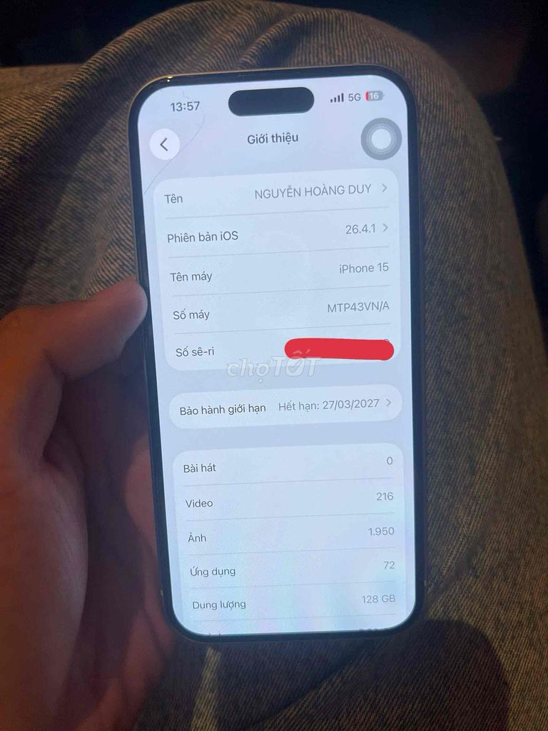 Apple iPhone 15 128GB Fullbox. Mua bán Điện thoại tại Thành phố Rạch Giá Kiên Giang được đăng bởi Nguyen Hoang Duy hình 1