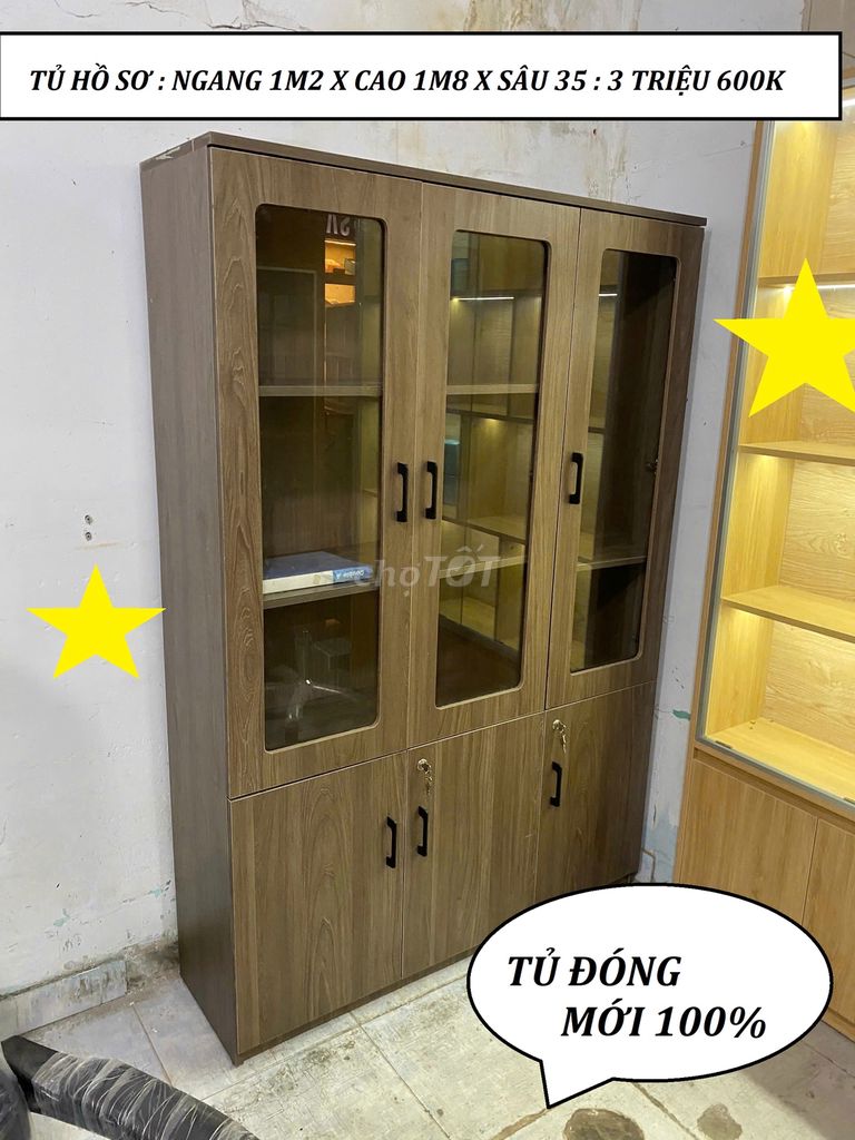 TỦ KỆ HỒ SƠ VĂN PHÒNG - NÂU GỖ - KT: N120 X C180