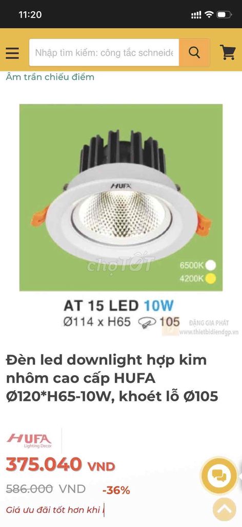 Đèn âm trần HUFA AT 15 LED. Mua bán Đèn tại Thị xã Tân Uyên Bình Dương được đăng bởi Nguyễn Minh Quân hình 1