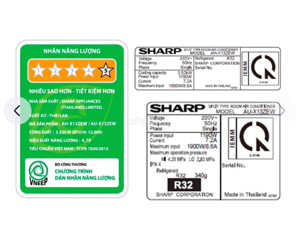 Máy lạnh Sharp 1.5hp - X13ZEW hàng mới