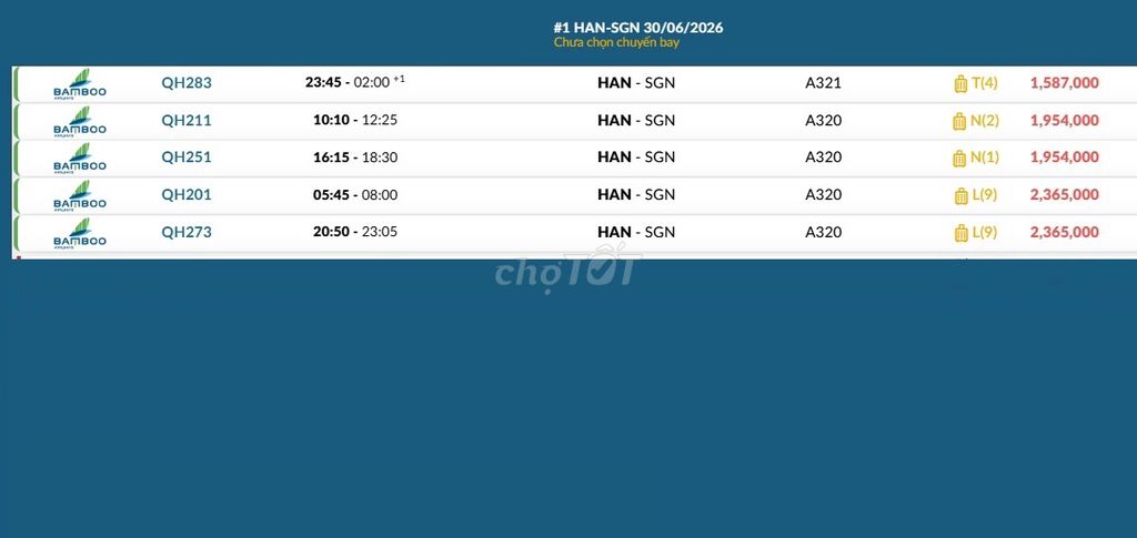 Vé máy bay Hà Nội - TP.HCM Thứ ba 30/06/2026. Du lịch tại Quận 6 Tp Hồ Chí Minh được đăng bởi Nguyễn Minh Đức hình 1