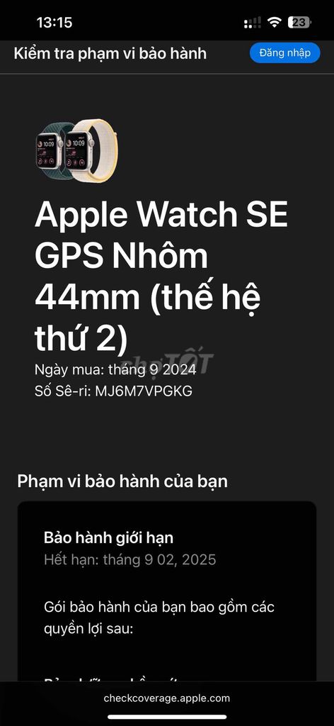 Apple Watch SE 2024 mới 99%, bảo hành 3 tháng