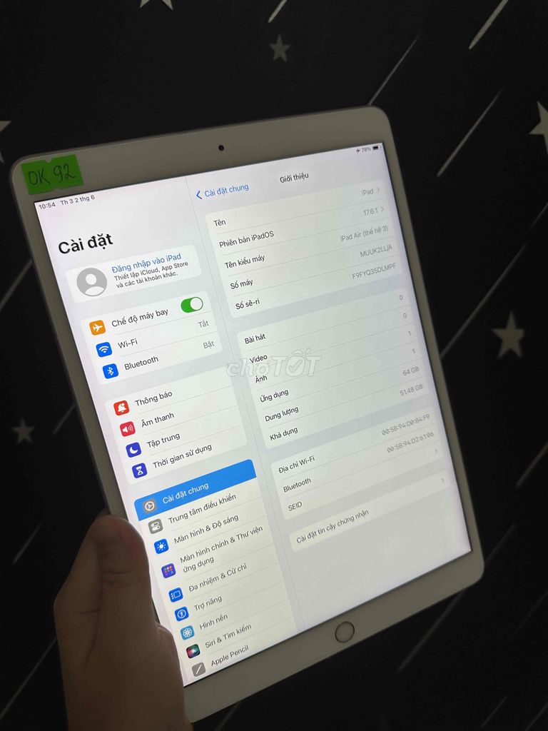 ✈️AIR 3 - WIFI - 64GB - Pin 92%. Mua bán Máy tính bảng tại Quận Cầu Giấy Hà Nội được đăng bởi CACA IPAD STORE hình 1