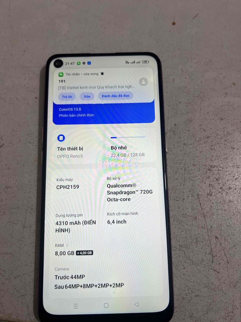 Oppo Reno5 128GB. Mua bán Điện thoại tại Quận Ba Đình Hà Nội được đăng bởi tran nam hình 1