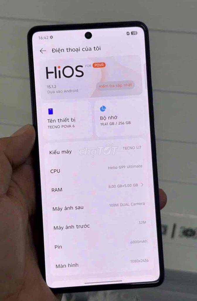 Tecno Pova 6 8/256G màn zin AMOLED 120Hz pin 6000. Mua bán Điện thoại tại Quận 8 Tp Hồ Chí Minh được đăng bởi Trần Tâm hình 1