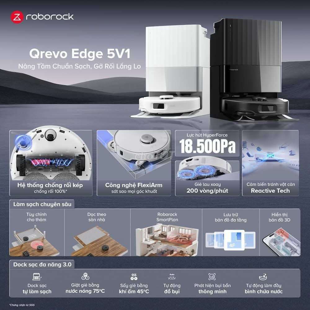 Robot hút bụi Roborock Qrevo Edge 5V1 Đen. Mua bán Thiết bị vệ sinh, nhà tắm tại Thành phố Buôn Ma Thuột Đắk Lắk được đăng bởi Xu hình 1