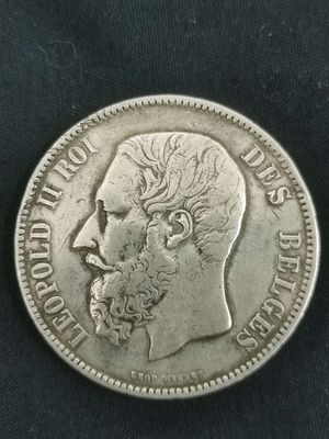Đồng xu bạc xưa 5 franc Bỉ làm năm 1871