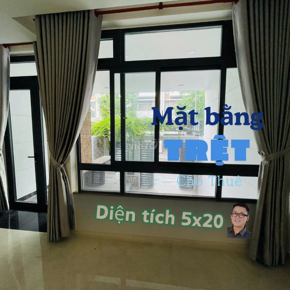 Mặt bằng tầng trệt 5 x 20, có hầm, thang máy, máy lạnh