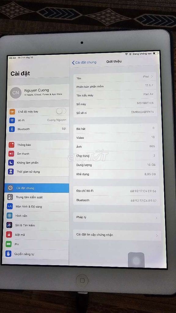 Ipad air wifi 16gb. Mua bán Máy tính bảng tại Huyện Hoài Đức Hà Nội được đăng bởi Nguyen Viet Cuong hình 1