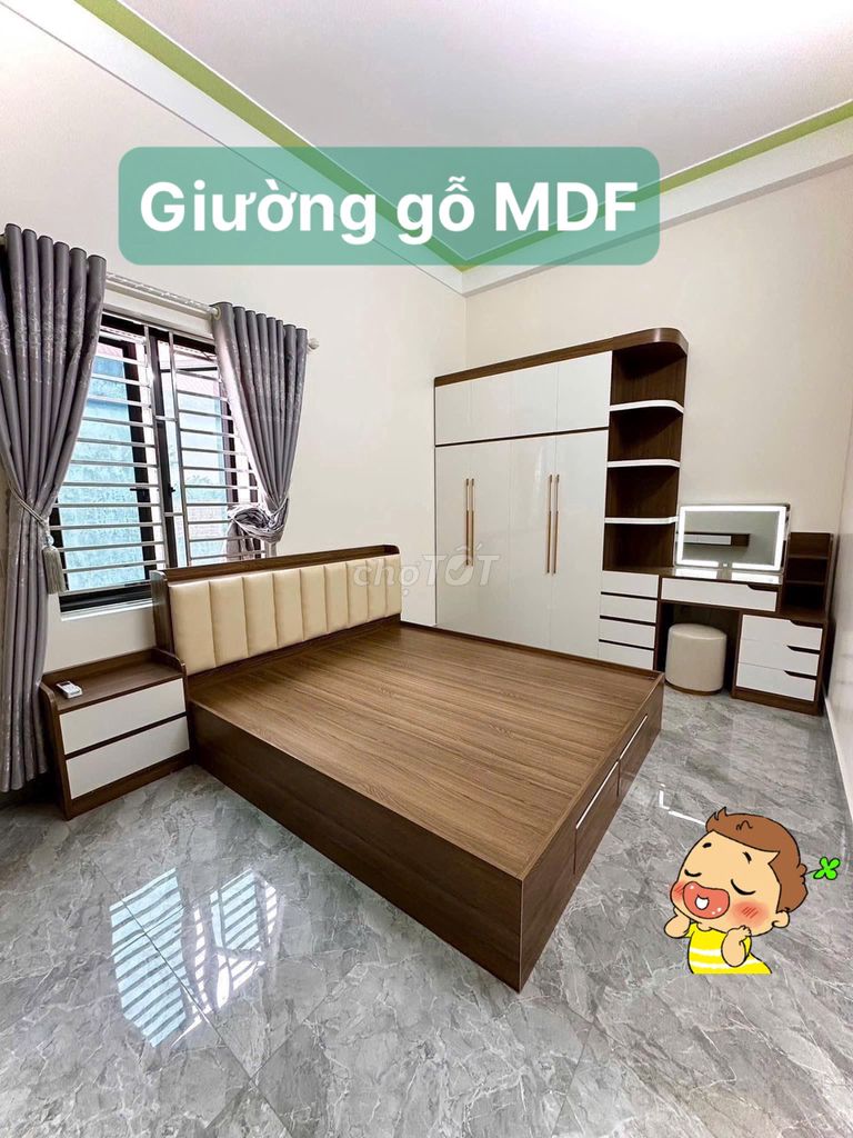 Giường@gỗ#MDF@lõi#xanh#chống@ẩm#móc