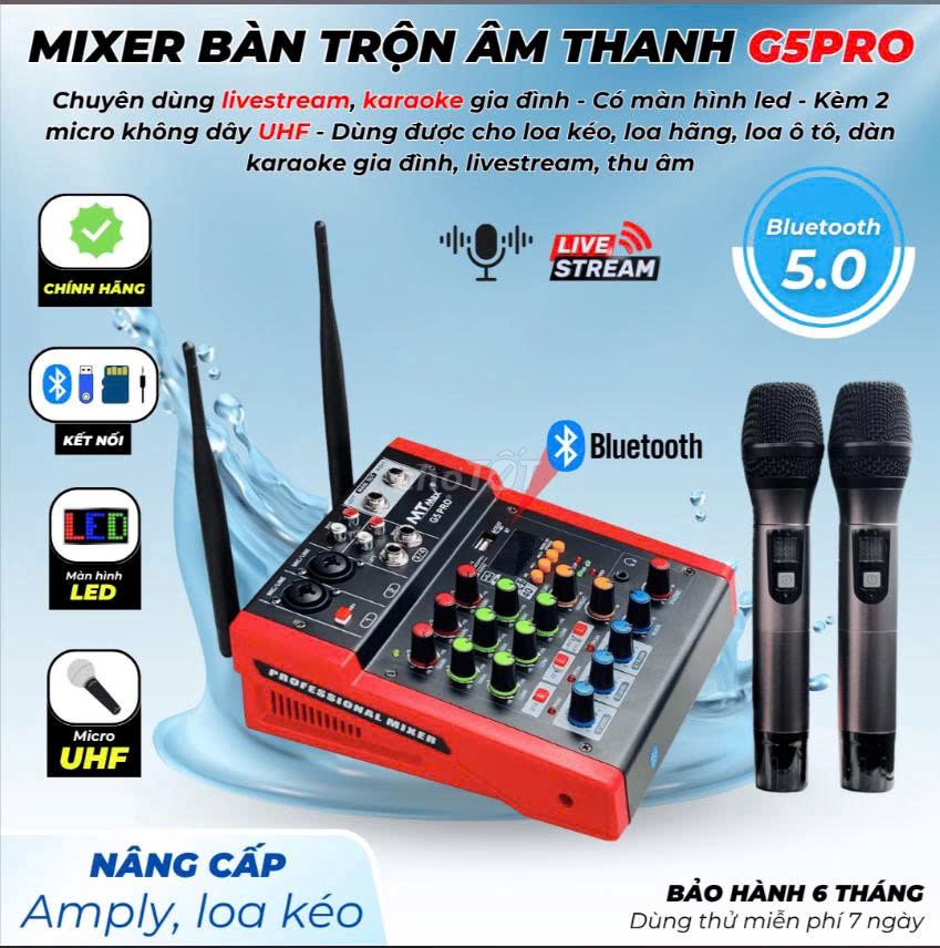 Mixer Kèm Micro G5 Pro Bluetooth 5.0 Livestream. Mua bán Tivi, Âm thanh tại Quận Bình Tân Tp Hồ Chí Minh được đăng bởi chau loc nghiep hình 1