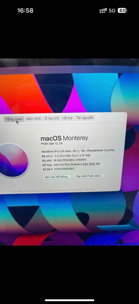 Apple MacBook Pro Intel Core i5 16GB 2017. Mua bán Laptop tại Quận Gò Vấp Tp Hồ Chí Minh được đăng bởi manhdung1986 hình 1