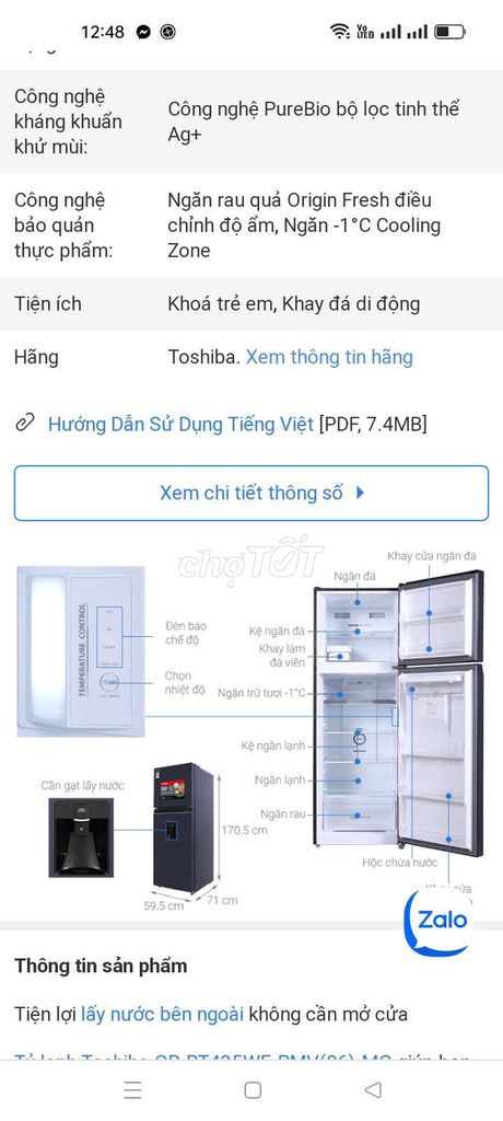 Tủ lạnh Toshiba 337 lít mới mua vài ngày
