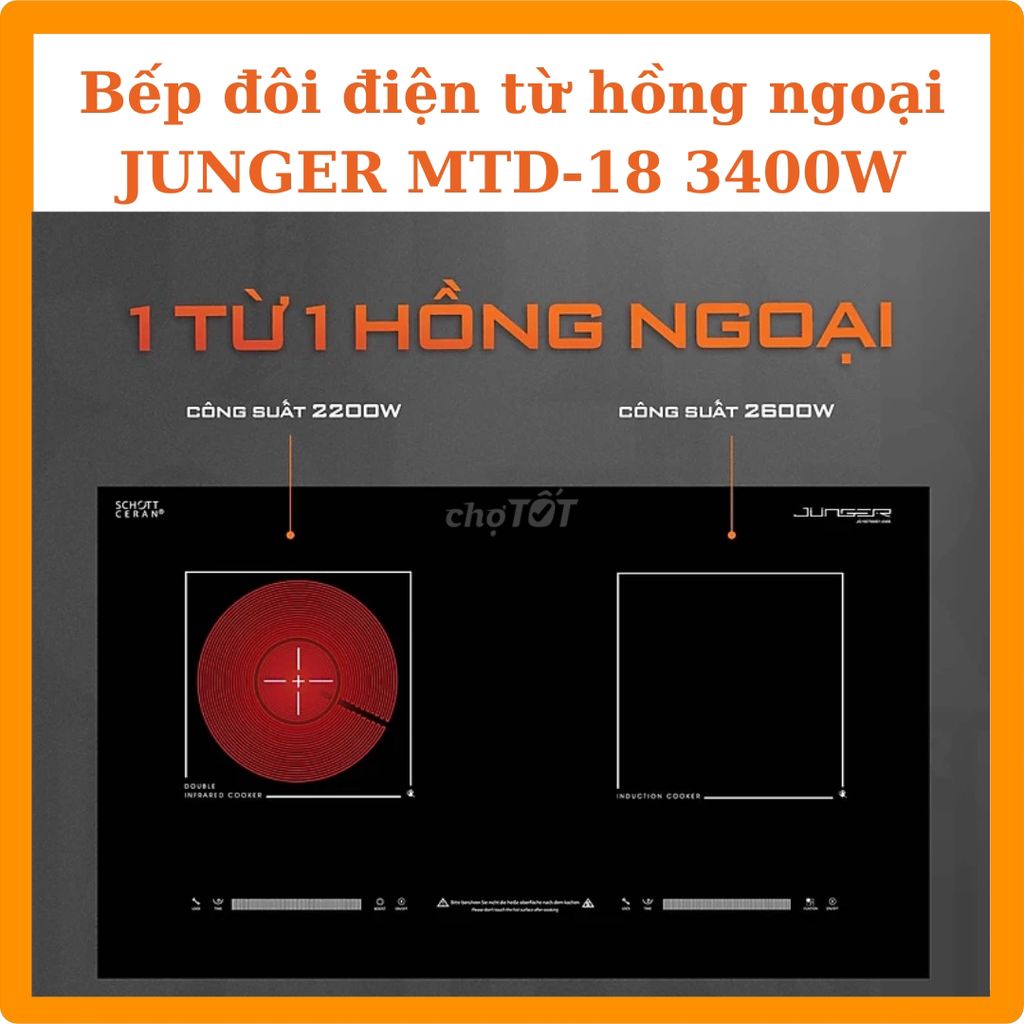 Bếp đôi điện từ hồng ngoại JUNGER MTD-18 Nhập Thái. Mua bán Bếp, lò, đồ điện nhà bếp tại Quận Tân Bình Tp Hồ Chí Minh được đăng bởi Hoangcuonghome  hình 1